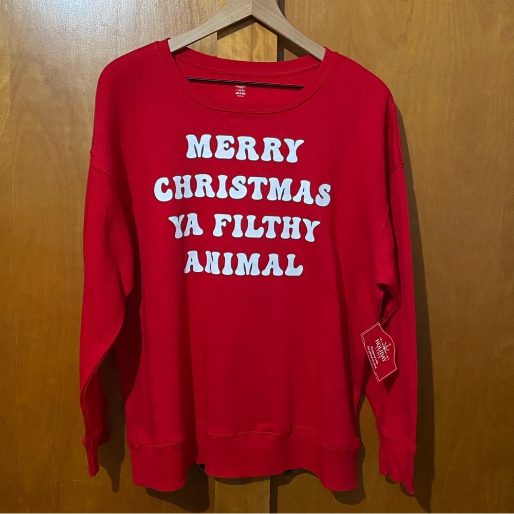 Holiday Time Red Christmas Fleece Sweatshirt Large